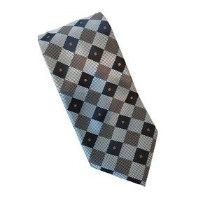 Bergamo New York X-Long Shades Of Tan Diamonds Polyester Men’s Tie EUC